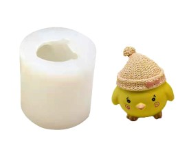 Molde silicona pollito con gorro tejido